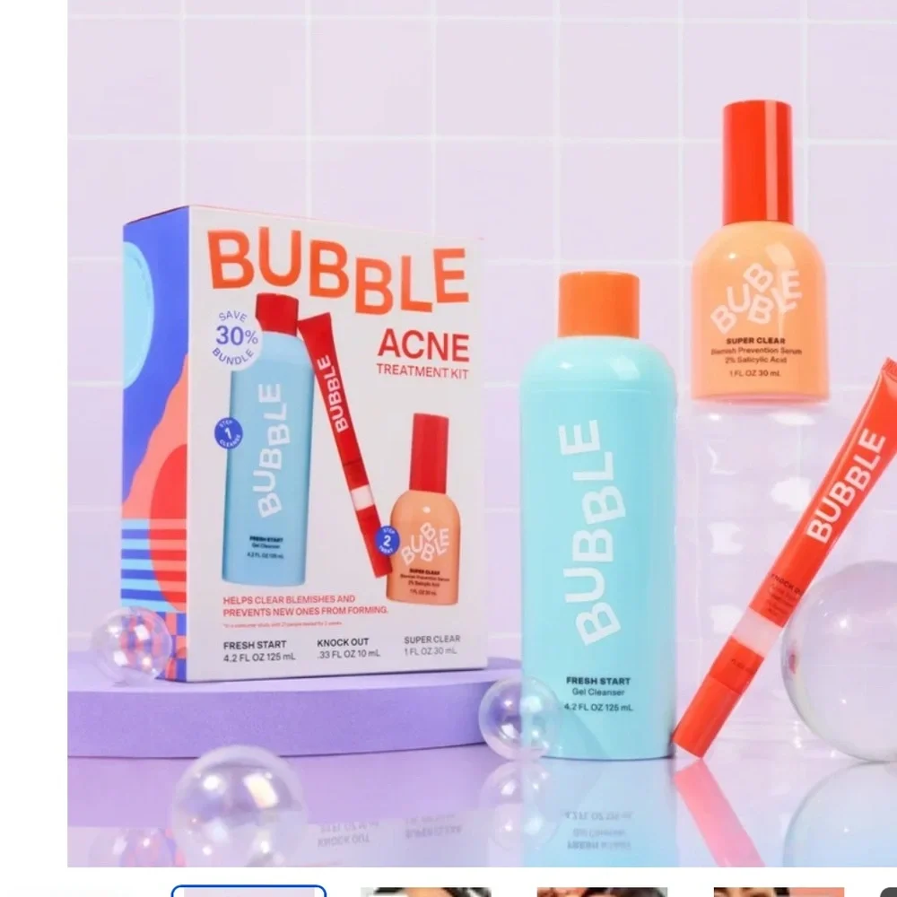 Bubble |Acne Treatment Kit Help Clear Blemishes Prevent New Ones 3 System Box 1